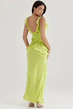 House of CB Pixie Ruffle Maxi in Lime Green Size 8 / Small for rent on The Volte - image 6