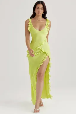 House of CB Pixie Ruffle Maxi Dress Lime Size S / AU 8 for rent on The Volte - image 7