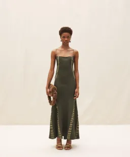 Jacquemus Maille Slip Maxi Dress Green Size 8 for rent on The Volte - image 1