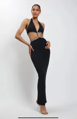 Meshki Nicha Diamanté Cut Out Maxi Dress Black Size M / AU 10 for rent on The Volte - image 1