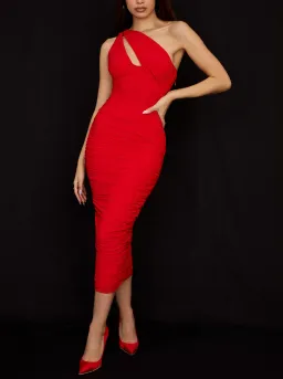 House of CB Valentina Asymmetric Cutout Midi Dress Scarlet Red Size 8 for rent on The Volte - image 1