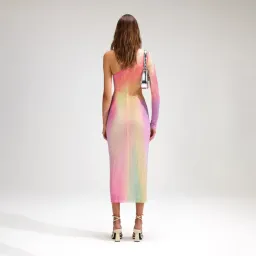 Self Portrait Printed Mesh Rhinestone Cutout Midi Dress Multi Size 8 for rent on The Volte - image 3