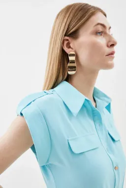 Karen Millen Colour Block Pleated Woven Midi Shirt Dress Multi Size 8 for rent on The Volte - image 2