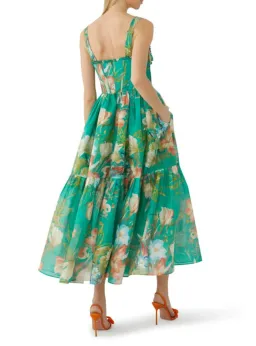 Leo Lin Rose Bustier Midi In Verdant Print Size 12  for rent on The Volte - image 2