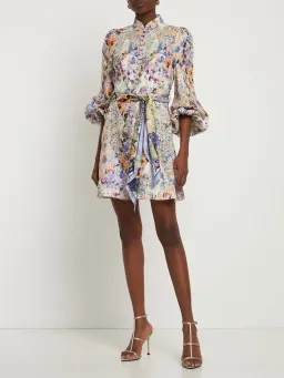 Zimmermann The Tama Belted Mini Dress in Diamond Splice Floral Size 0P / AU 6P  for rent on The Volte - image 1