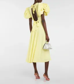 ROTATE Birger Christensen Midi Open Back Yellow Dress Size 8 for rent on The Volte - image 3