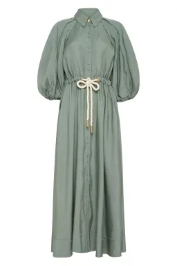 AJE Bonjour Belted Shirt Dress Palm Green Size 8 for rent on The Volte - image 5