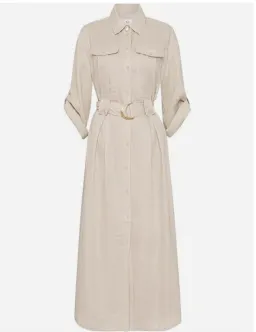 AJE Hope Midi Shirt Dress – colour sandstone beige size 8 for rent on The Volte - image 1