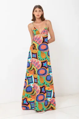 SWF Murano Cut Out A Line Maxi Dress Print Size 8 for rent on The Volte - image 2