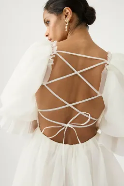 Aje Astrid Tie Back Mini Dress Ivory Size 10 for rent on The Volte - image 4