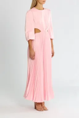 Elle Zeitoune Satin Long Sleeve Midi Candy Pink Size 14 for rent on The Volte - image 2