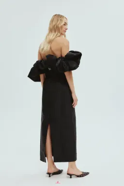 Alemais Suzi Off The Shoulder Midi Dress Black Size 10 for rent on The Volte - image 3