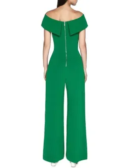Cue Crepe Off Shoulder Jumpsuit Green Size 10 for rent on The Volte - image 2