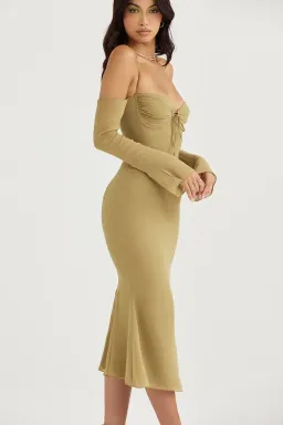 House of CB Naomi Halter Midi Dress Olive Size S / AU 8  for rent on The Volte - image 5