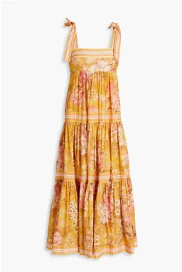 Zimmermann Pattie Tie Shoulder Dress Yellow / Mustard Floral Size 3 / AU 14 for rent on The Volte - image 4