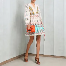 Zimmermann Clover Patched Wrap Mini Dress Multi Size 0 / AU 6 for rent on The Volte - image 1