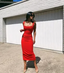 Effie Kats Marbella Dress Cherry Red Size 10 for rent on The Volte - image 1