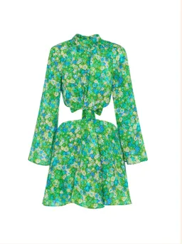 Alemais Cassandra Cut Out Mini Dress In Turquoise Size 8 for rent on The Volte - image 5