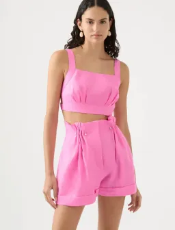 Aje Paper Bag Shorts & Tie Back Top Two Piece Set in Pink Size 10 & 8 for rent on The Volte - image 2