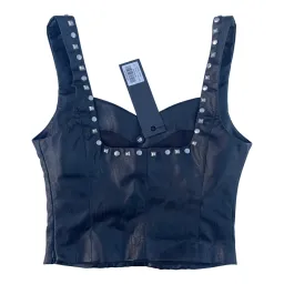 I.AM.GIA Luther Black Faux Leather Studded Corset Crop Top Size XS/Au 6 for rent on The Volte - image 6