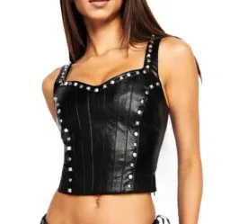 I.AM.GIA Luther Black Faux Leather Studded Corset Crop Top Size XS/Au 6 for rent on The Volte - image 1
