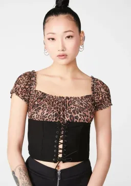 I AM GIA Leopard Rhia Corset Crop Top Size S/Au 8 for rent on The Volte - image 1