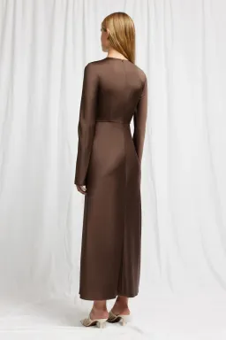 Significant Other Molly Satin Midi Dress Chocolate Size 12 for rent on The Volte - image 3