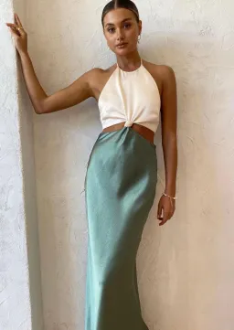 Bec & Bridge Carrie Halter Maxi Dress Multi Green Size 10 for rent on The Volte - image 1