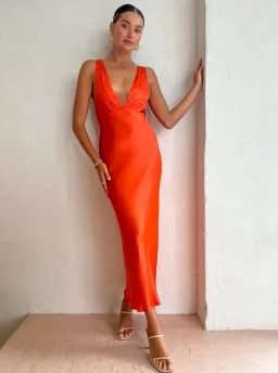 Shona Joy Milo Plunge Dress Orange Size 6 for rent on The Volte - image 1
