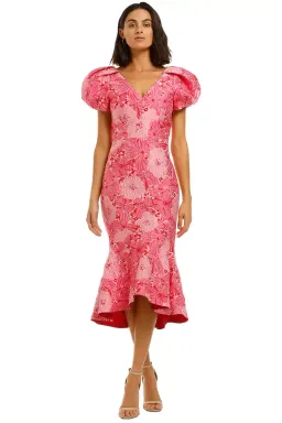 Love Honor Argento Midi Pink Floral Pink Size AU 14 for rent on The Volte - image 1