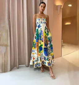 Alemais Soleil Dress Ivory/Multi Print Size 6 for rent on The Volte - image 1