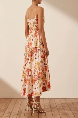 Shona Joy Kalani Shirred Tiered Midi Dress Floral Size 8  for rent on The Volte - image 2