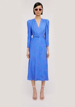 Scanlan Theodore French Jacquard Dress Blue Size 8 for rent on The Volte - image 1