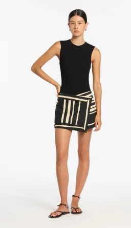 Sir The Label Linocut Wrap Mini Skirt Ligne Print Size AU 6 for rent on The Volte - image 1