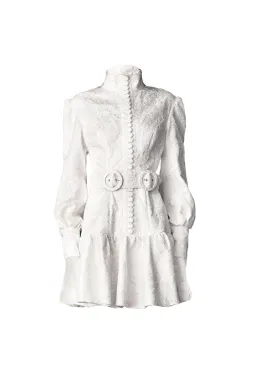 Leo & Lin The Transcendence Rose Lace Short Dress White Size 14 for rent on The Volte - image 4