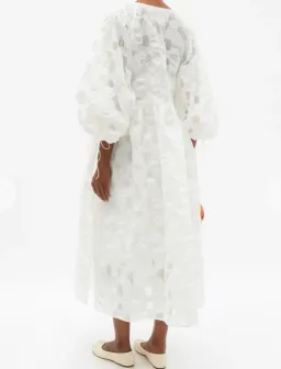 Cecilie Bahnsen Hella Puff-Sleeve Cotton-Blend Fil-Coupé Dress Size M/L / AU 14 for rent on The Volte - image 2