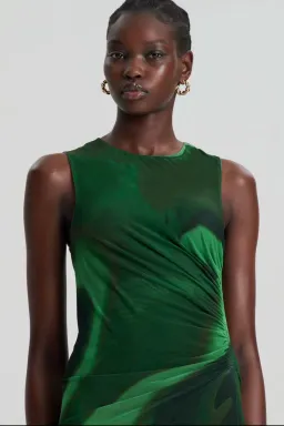 Scanlan Theodore Italian Watercolour Print Dress Green Size 8 for rent on The Volte - image 4