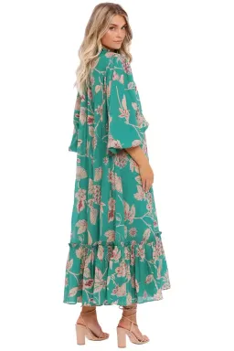 Leo Lin Pina Rosa Dress Green Multi Print Size 8 for rent on The Volte - image 3