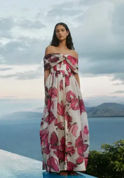 AJE Cordelia Corseted Maxi Dress Falling Florals Size 8 for rent on The Volte - image 1