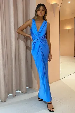 One Fell Swoop Gaia Maxi Dress Azzure Blue Size 10 for rent on The Volte - image 1