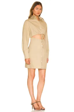 Matthew Bruch Cutout Mini Shirt Dress Beige Size 8 for rent on The Volte - image 2