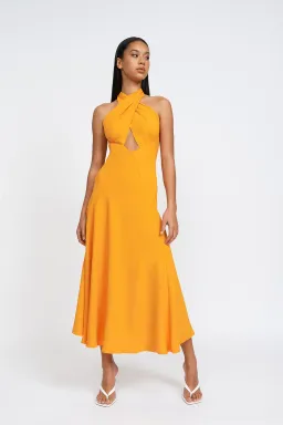 By Johnny Zina Midi Dress Orange Size 6 for rent on The Volte - image 4