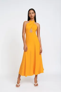 By Johnny Zina Midi Dress Orange Size 6 for rent on The Volte - image 1