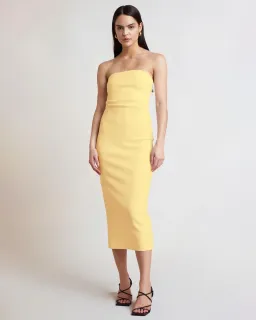 Bec & Bridge Noa Midi Dress Honey Yellow Size 8 for rent on The Volte - image 1