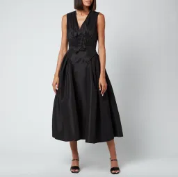 Self Portrait Bow-Detail V-Neck Dress Black Size AU 10 for rent on The Volte - image 2