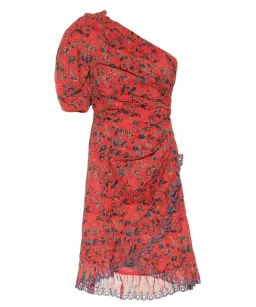 Isabel Marant Etoile Esther One Shoulder Mini Dress Red Size 6  for rent on The Volte - image 4