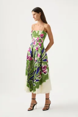 Aje Paradiso Cinched Midi Dress Floral Size 4 for rent on The Volte - image 1