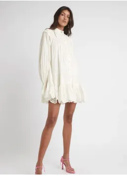 Aje Salita Longsleeve Broderie Smock Dress Ivory Size 10 for rent on The Volte - image 1