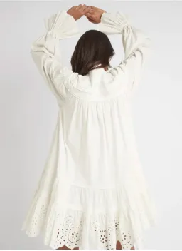 Aje Salita Longsleeve Broderie Smock Dress Ivory Size 10 for rent on The Volte - image 7