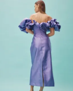 Alemais Suzi Off Shoulder Midi Dress Purple Size 8 for rent on The Volte - image 2